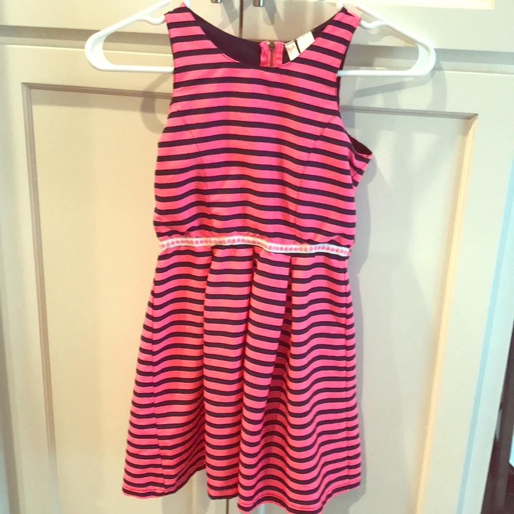 Hot pink and navy striped dress
